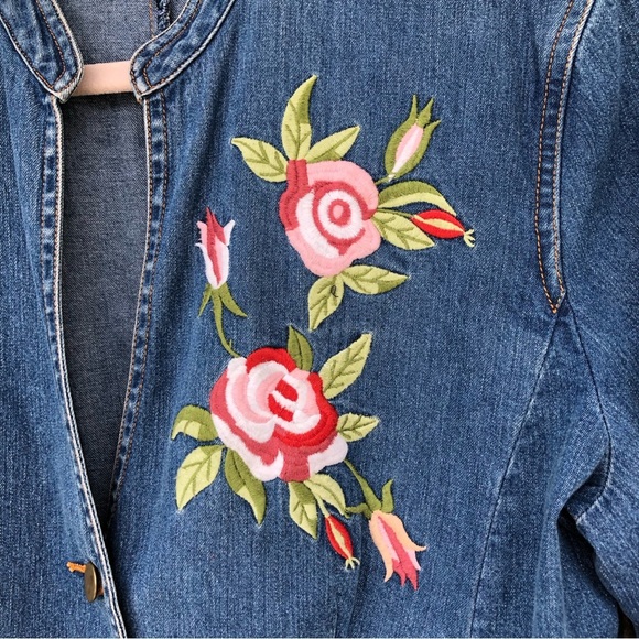 Ramsey Cotton Vintage Embroidered 3 Buttons Patch Pocket Blue Wash Jean Jacket L - Picture 2 of 9